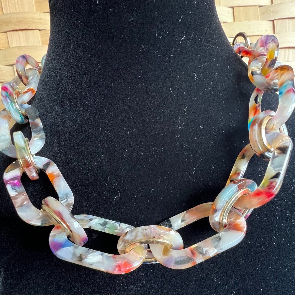 Loft Multi-Colored Tortoiseshell Statement Neckla… - image 1